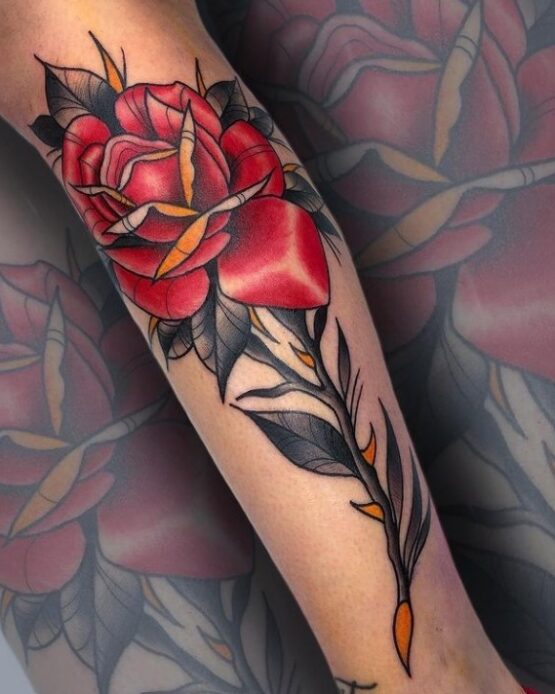 tatuaggio Rosa rossa